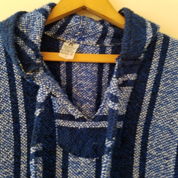 Artesanias Mickey Mexican Baja Poncho Hoodie Surfer Skater Drug Rug Pullover L - Picture 4 of 8